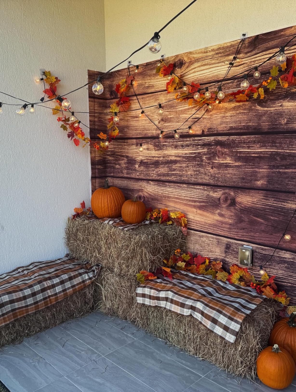 WOLADA 7x5FT Rustic Wood Wall Backdrop Natural Brown Wooden Board Photography Background Baby Shower Birthday Party Cake Table Decoration Banner Backdrops Photo Booth Prop 11839 customer photo 2