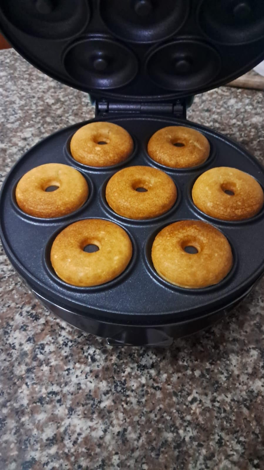 Dash Express Mini Donut Maker - Homemade Dessert Maker - Features Double-Sided, Non-Stick Surface & Space-Saving Design - Makes 7 - Aqua customer photo 1