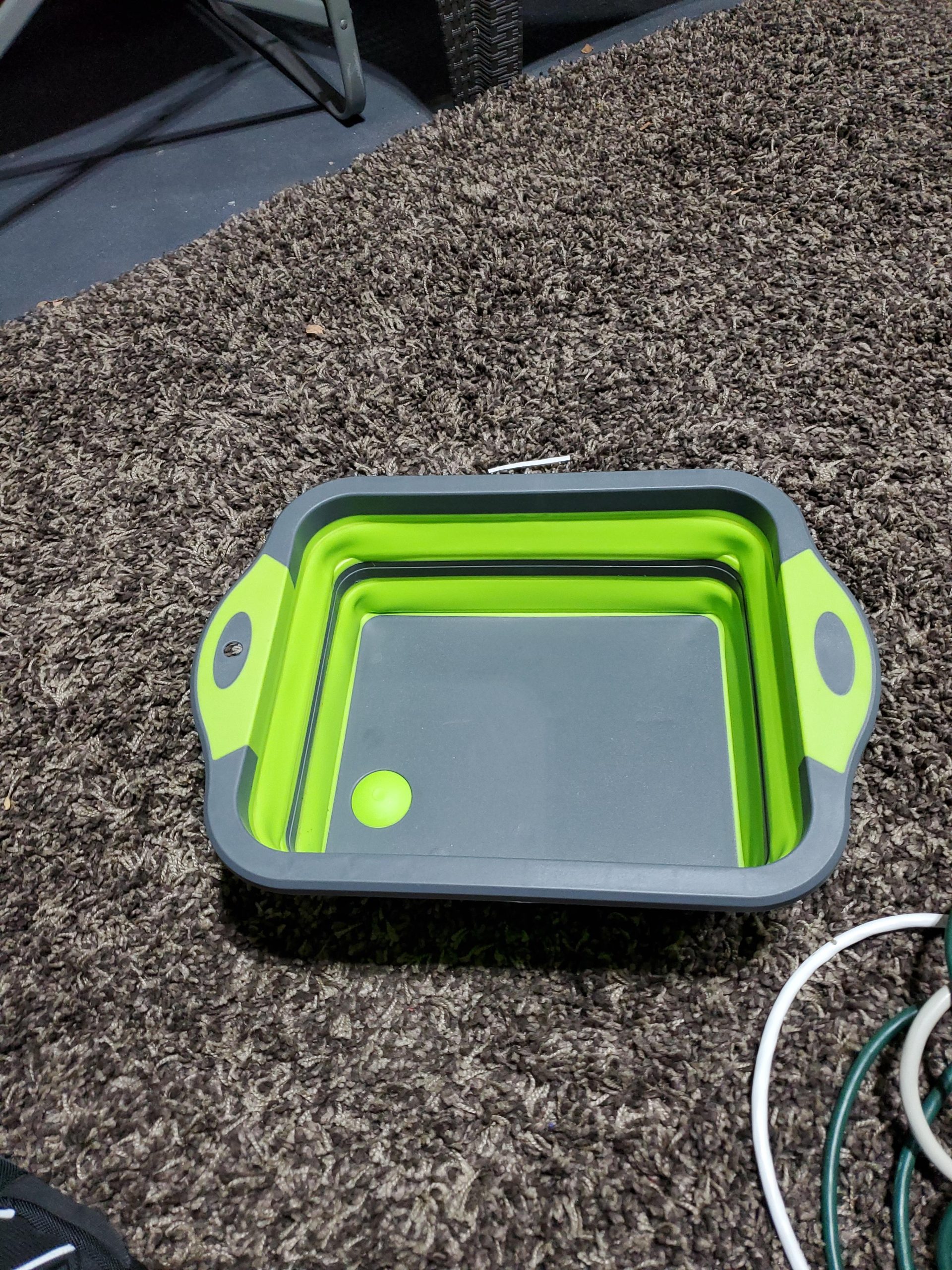 Collapsible Cutting Board with Colander, Foldable Multi-function Kitchen Plastic Silicone Dish Tub, Fruits Vegetables Wash and Drain Sink Storage Basket (Green) customer photo 2