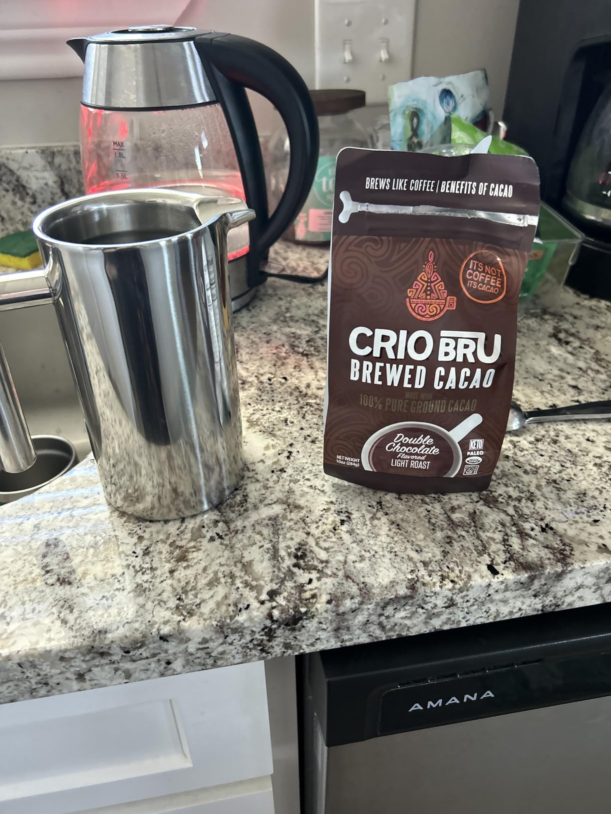 Crio Bru Brewed Cacao Double Chocolate Light Roast - Coffee Alternative Natural Healthy Drink | 100% Pure Ground Cacao Beans | 99.99% Caffeine Free, Keto, Low Carb, Paleo, Brew And Enjoy Hot or Iced (10oz) customer photo 1