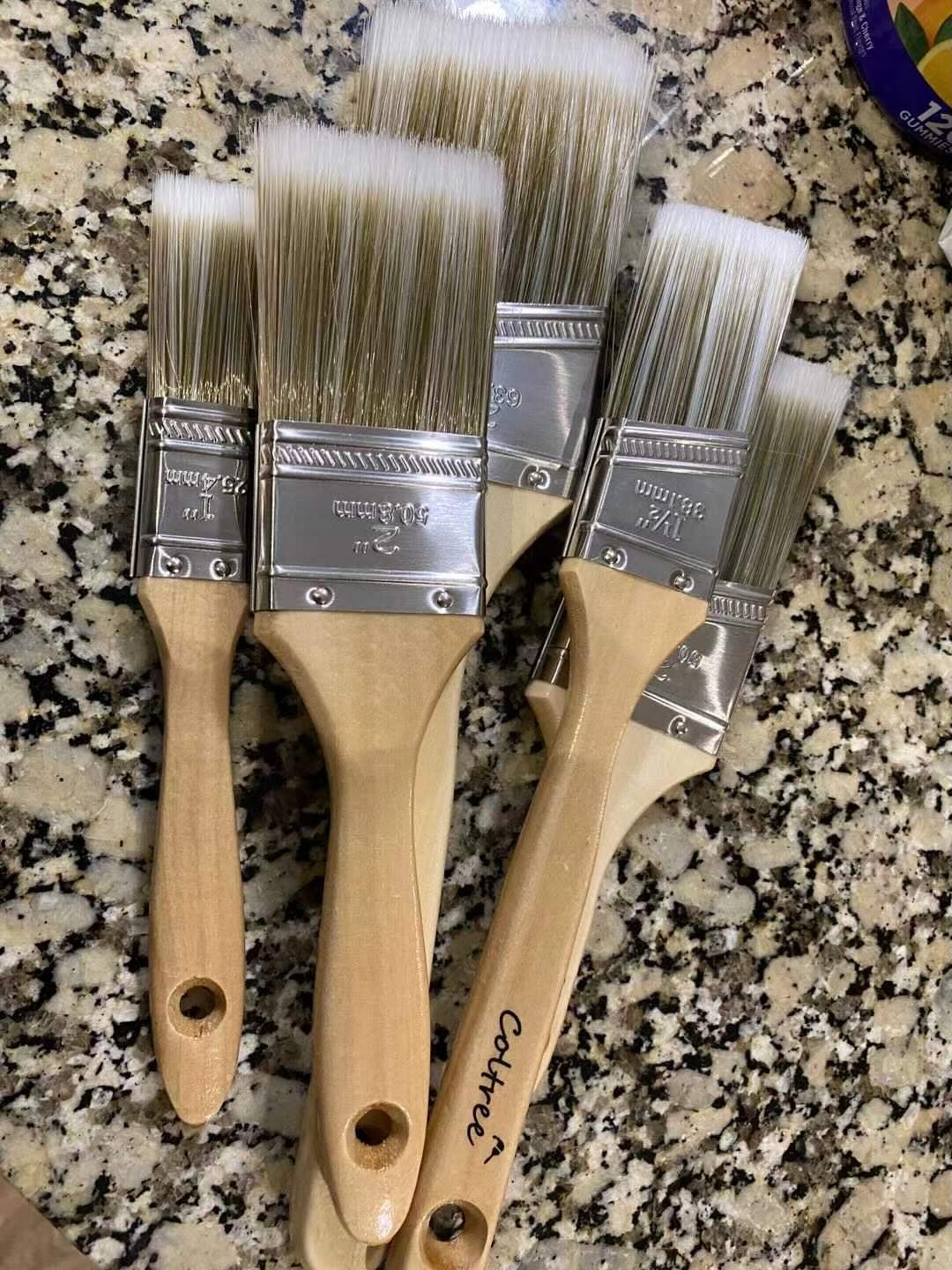 Paint Brushes Set - 5 Pcs Flat & Angle Paintbrushes for Wall & Trim, Suitable for Oil & Water-Based Paints, Stains customer photo 2