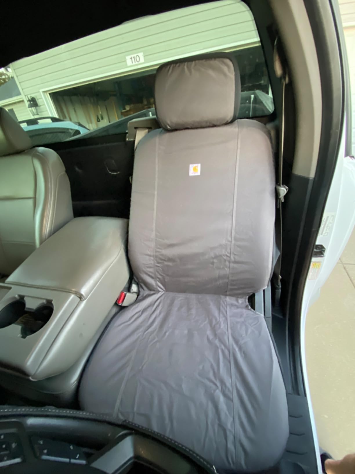 Carhartt Universal Nylon Duck Canvas Fitted Bucket Seat Cover, Durable Seat Protection with Rain Defender, Single, Black customer photo 1
