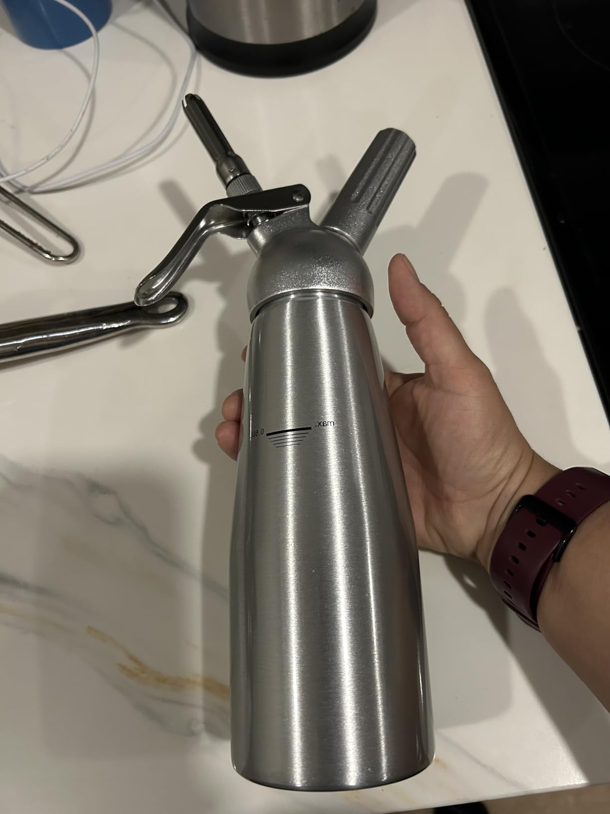 Professional Aluminum Whipped Cream Dispenser Cream Maker 500mL (1 Pint) for Desserts Gourmet Cream Whipper with 3 Decorating Nozzles- N2O Chargers (Not Included) customer photo 1