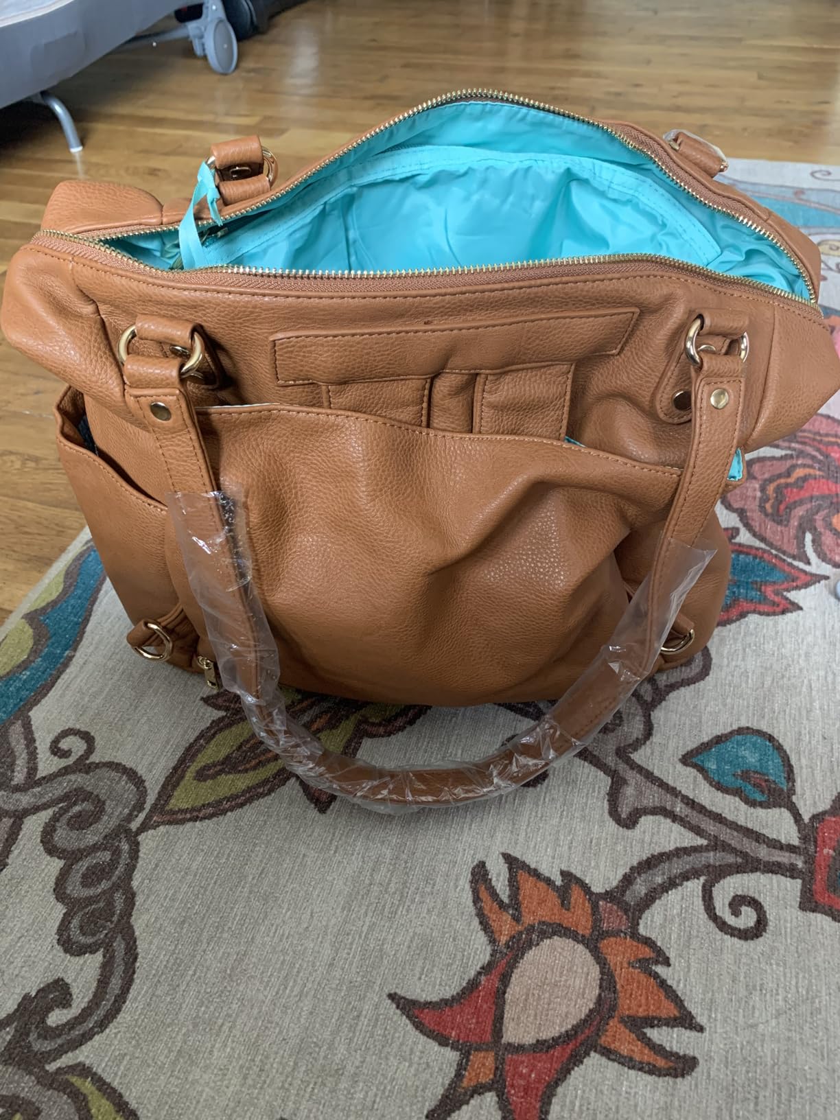 MOMINSIDE Diaper Bag Tote, 4 in 1 Leather Diaper Bag Backpack with 13 Pockets, Convertible Baby Bag for mom,mina baie diaper bag Pañaleras Para Bebe, Changing Pad, 4 Large Insulated Pockets(Brown) customer photo 1