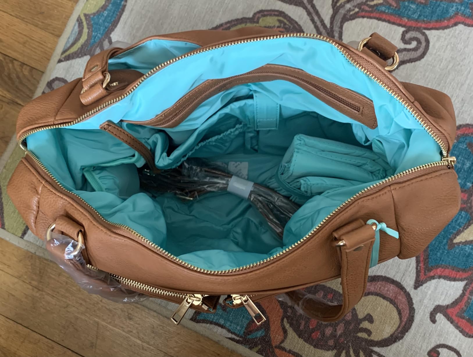 MOMINSIDE Diaper Bag Tote, 4 in 1 Leather Diaper Bag Backpack with 13 Pockets, Convertible Baby Bag for mom,mina baie diaper bag Pañaleras Para Bebe, Changing Pad, 4 Large Insulated Pockets(Brown) customer photo 2