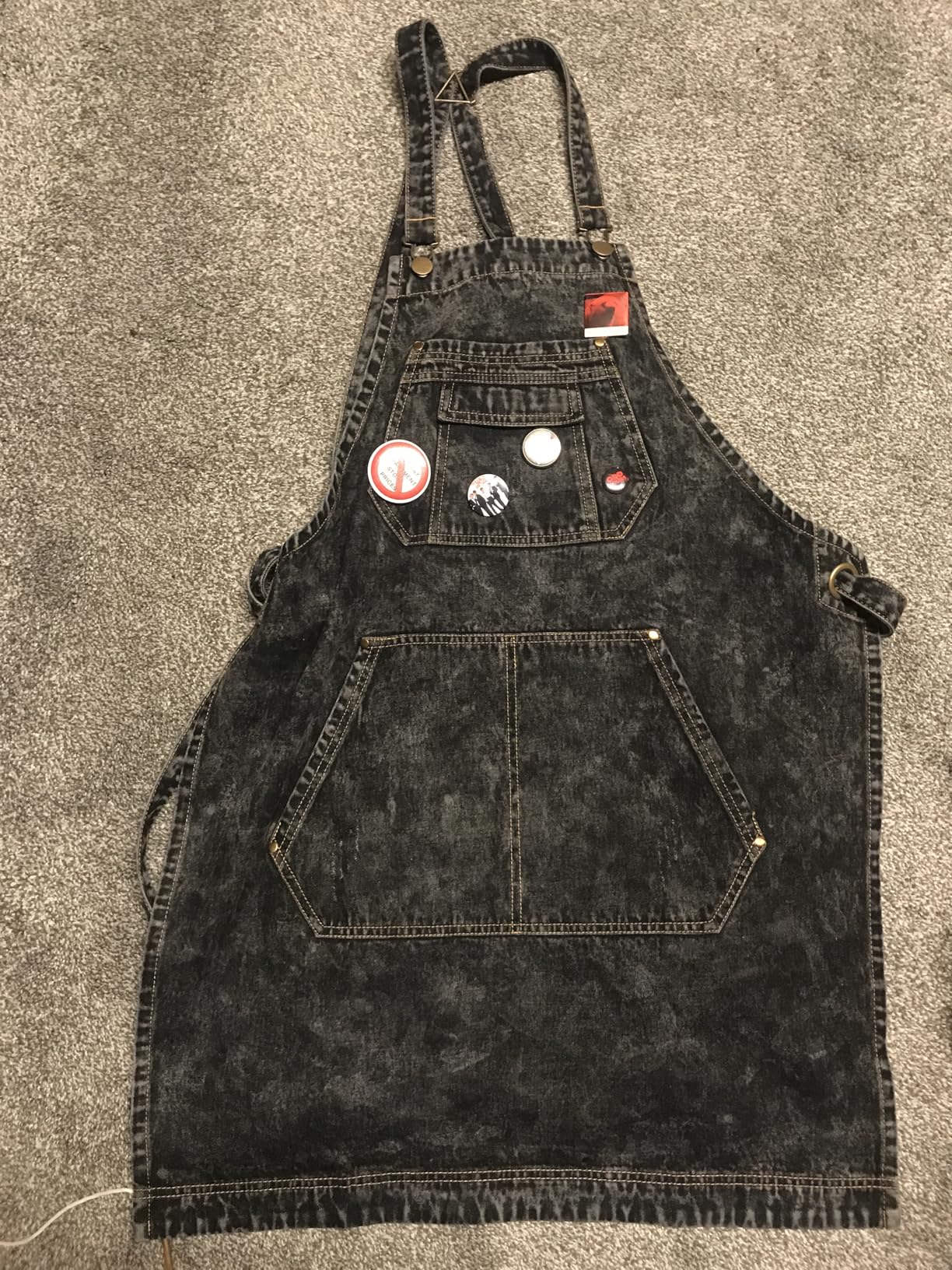 Jeanerlor - Denim Apron with Pockets for Hair Stylist Gardening Craftsmen Barista Women Hairdresser Jean Work Apron Cross Straps & Adjustable S to L (Black) customer photo 1