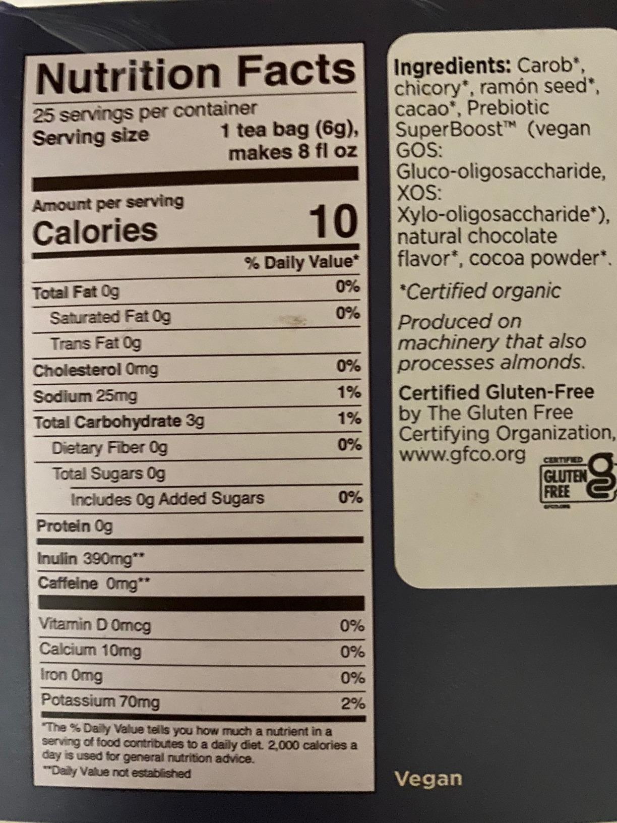 Teeccino Dark Chocolate Prebiotic SuperBoost Herbal Tea - Support Your Probiotics with Vegan GOS & Organic XOS For Good Gut Health and Regularity, 25 Tea Bags customer photo 2