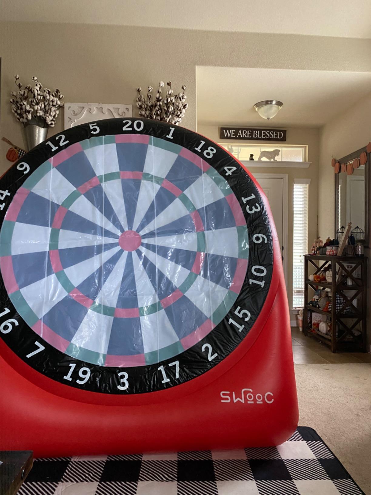Swooc Games - Premium Inflatable Giant Kick Darts (15+ Ways to Play) - Jumbo Soccer Dartboard with Air Pump - Big Carnival Games - Giant Outdoor Games - Oversized Dart Board Yard & Lawn Game customer photo 2