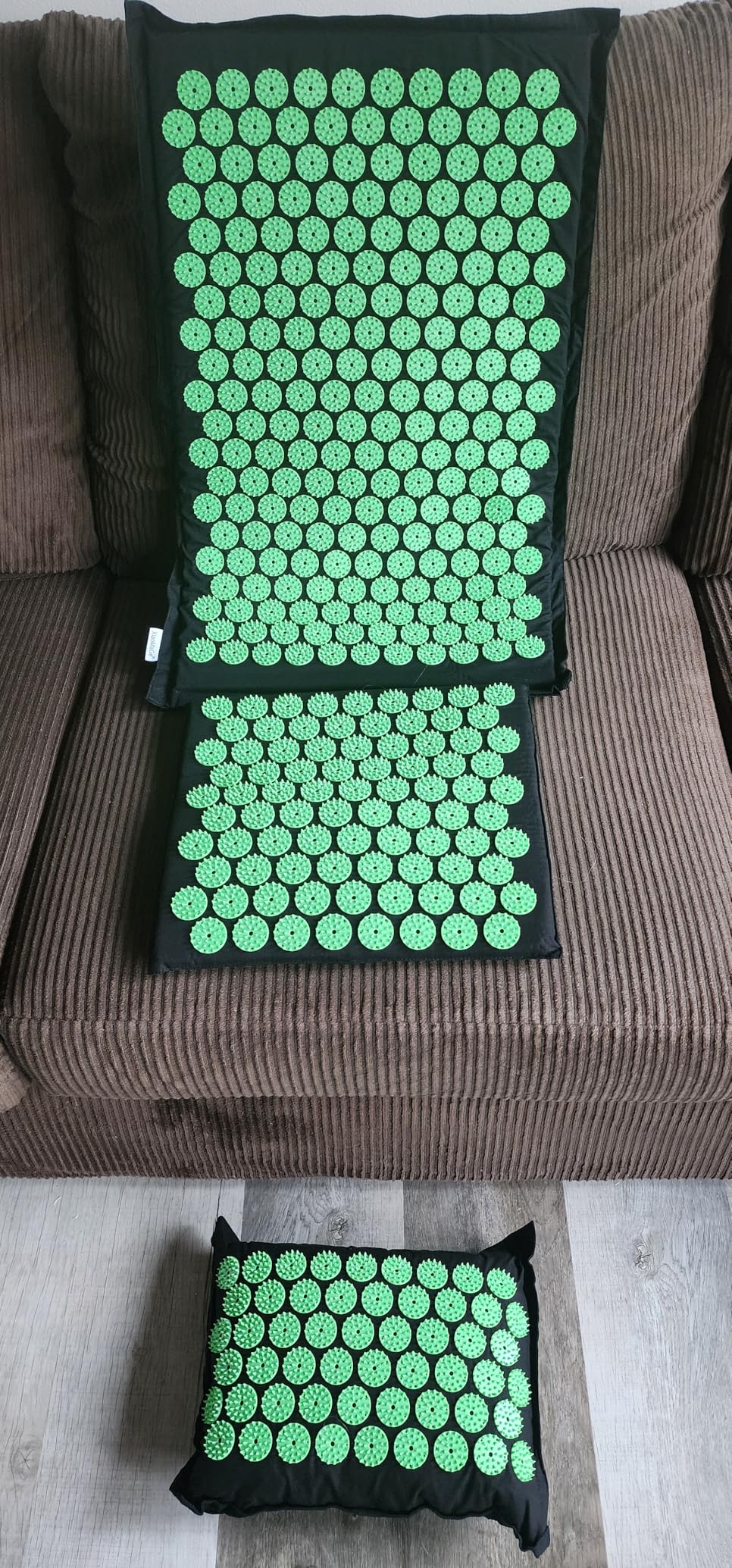 XiaoMaGe Acupressure Mat and Pillow Set with Bag - Large Size 28.7 X 16.5 inch Acupuncture Mat for Neck & Back Pain, Muscle Relaxation Stress Relief, Sciatica Pain Relief Pillow (Black) customer photo 2
