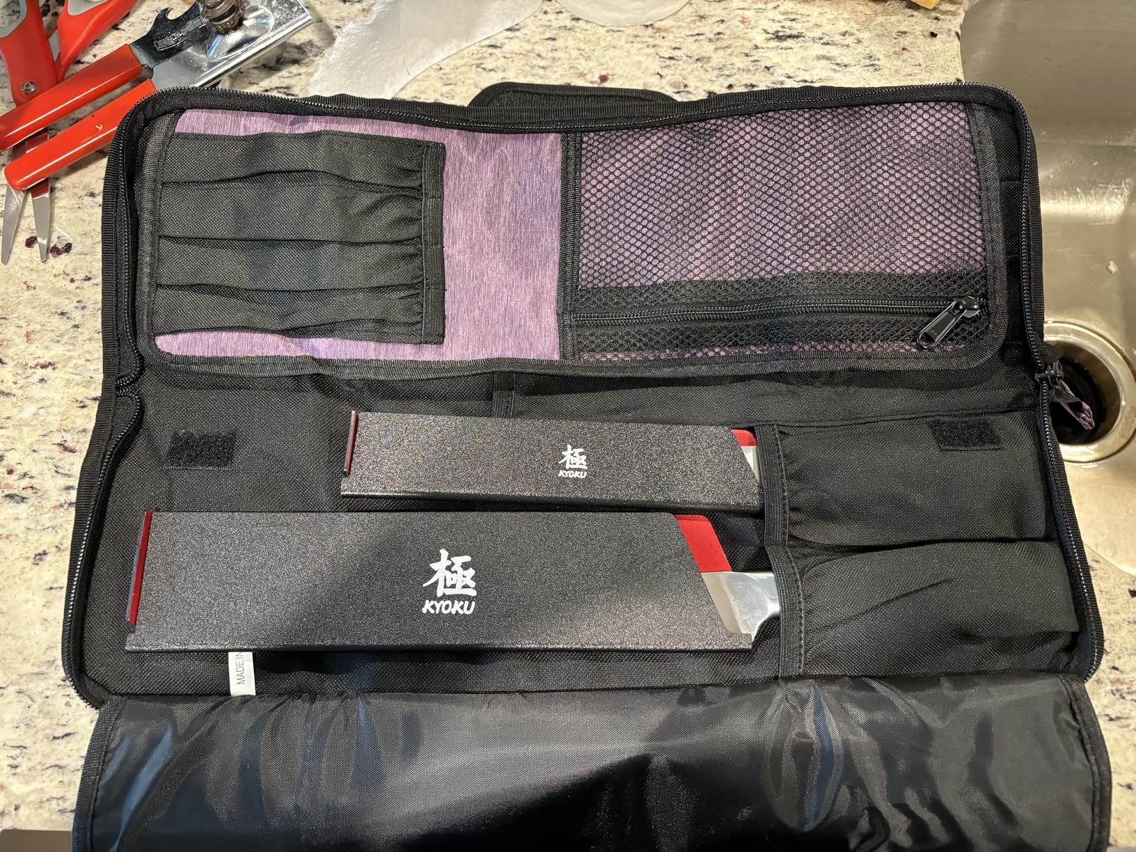 Asaya Chef Knife Roll Bag - 12-Pocket Chefs Case for Kitchen Knives and Utensils, Lightweight Stain-Resistant Waxed Nylon Chef Knife Bag - Knives Not Included (Black) customer photo 1