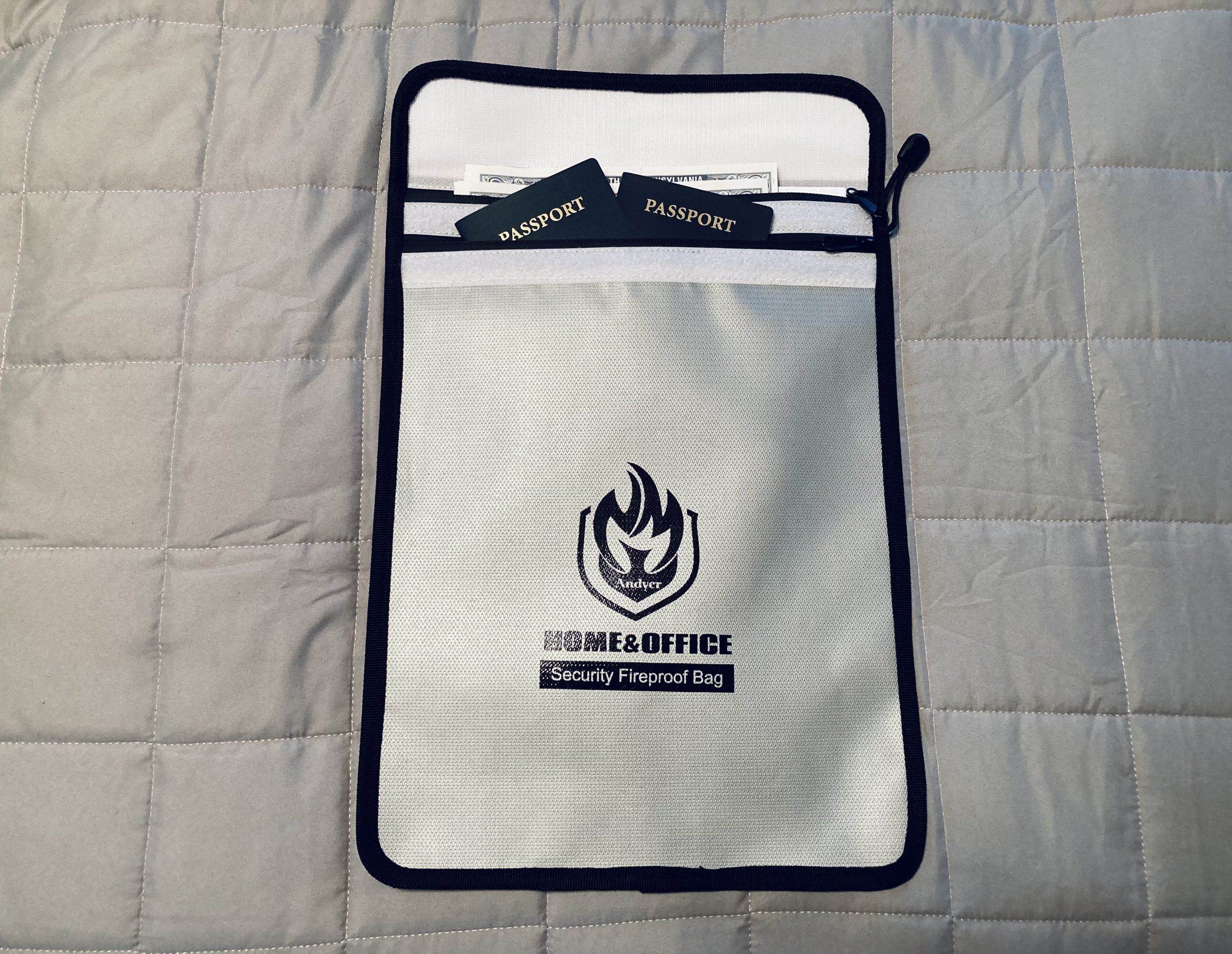 Upgraded Two Pockets Fireproof Document Bag (2000℉), andyer 15x11 Waterproof Fireproof Money Bag for Cash with Zipper, Important Document Storage Organizer for Valuables, Legal Documents Safe customer photo 2