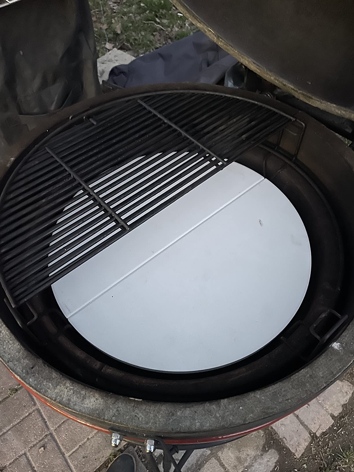 BBQ Future 19.8 Inch Half-Moon Ceramic Heat Deflector Plates for Kamado Joe Big Joe I, II & III, 2-Pack, White customer photo 1
