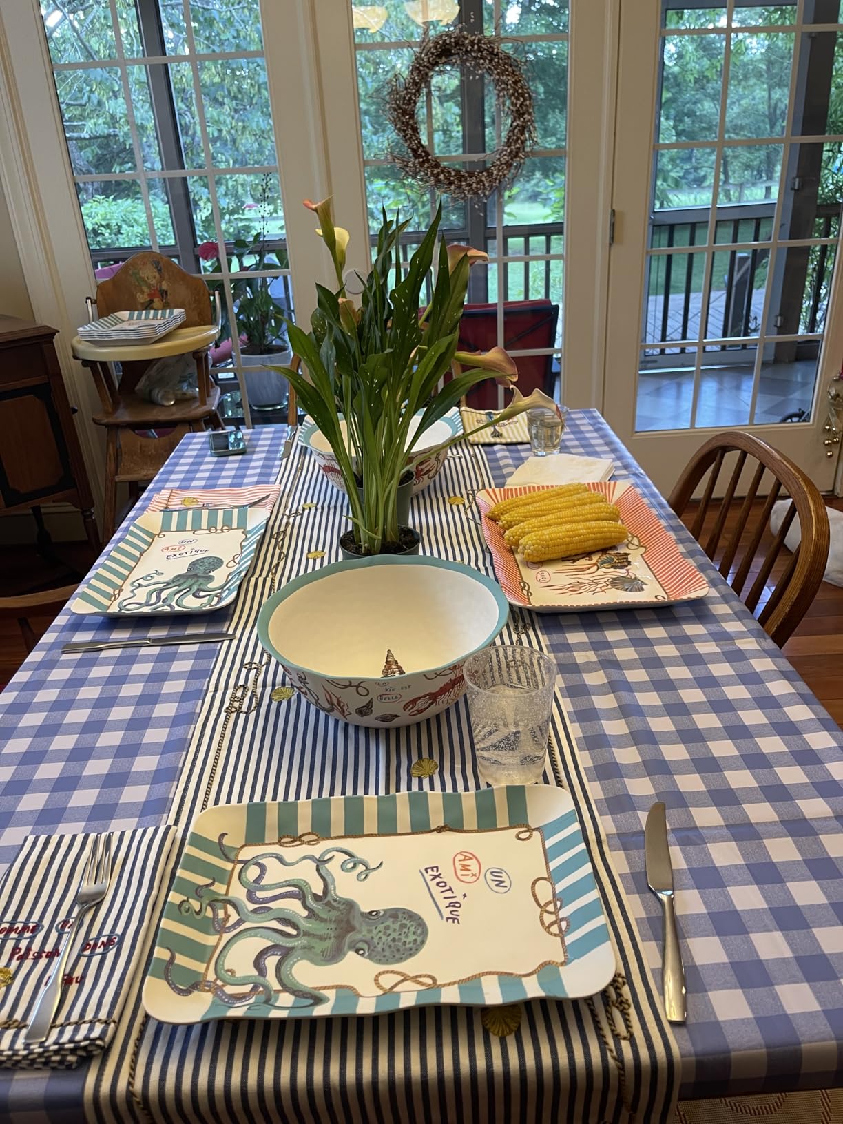 Romanstile Rectangle Vinyl Tablecloth, 100% Waterproof Buffalo Gingham Plastic Table Cloth, Heavy Duty Wipeable Checkered Table Covers for Outdoor, Camping, Picnic, Patio - 54 x 78, Light Blue customer photo 2
