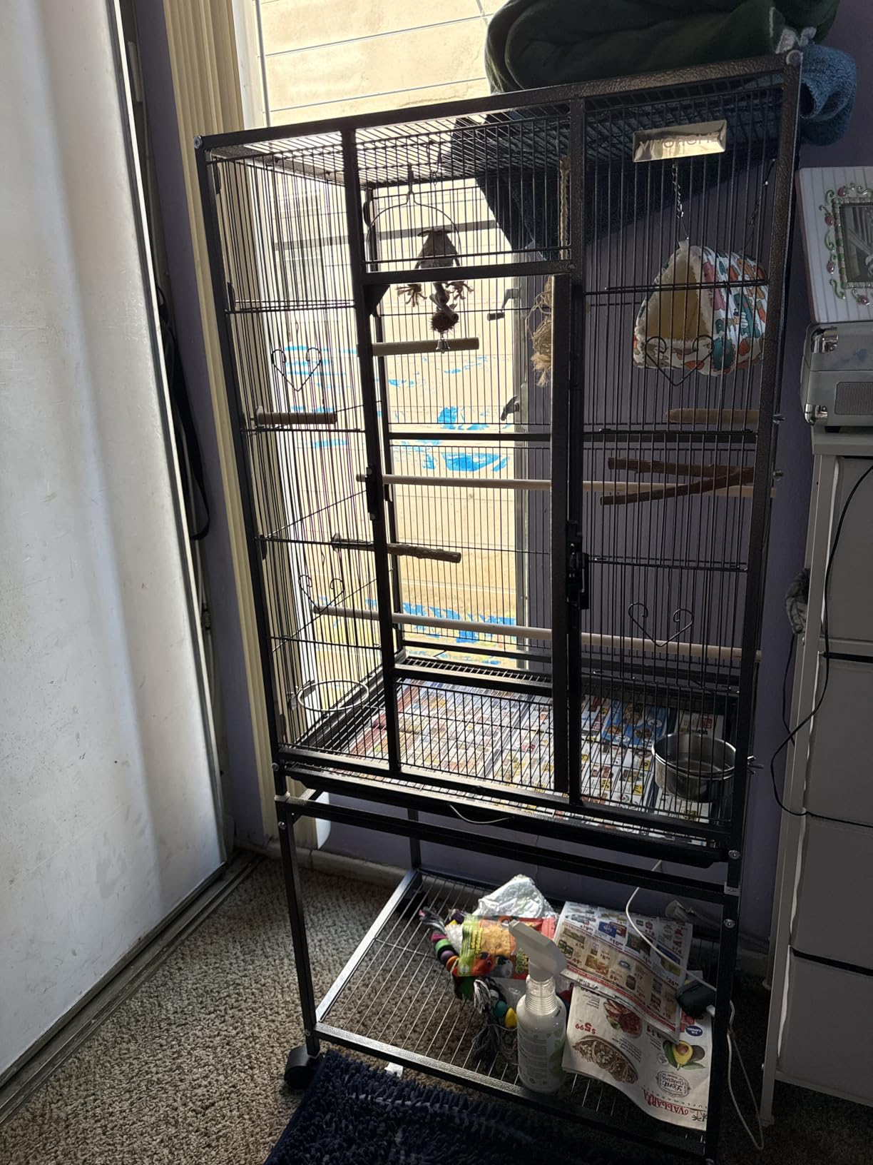 VIVOHOME 54 Inch Wrought Iron Large Bird Flight Cage with Rolling Stand for Parakeets Canaries Cockatiels Lovebirds Conures, Black customer photo 2