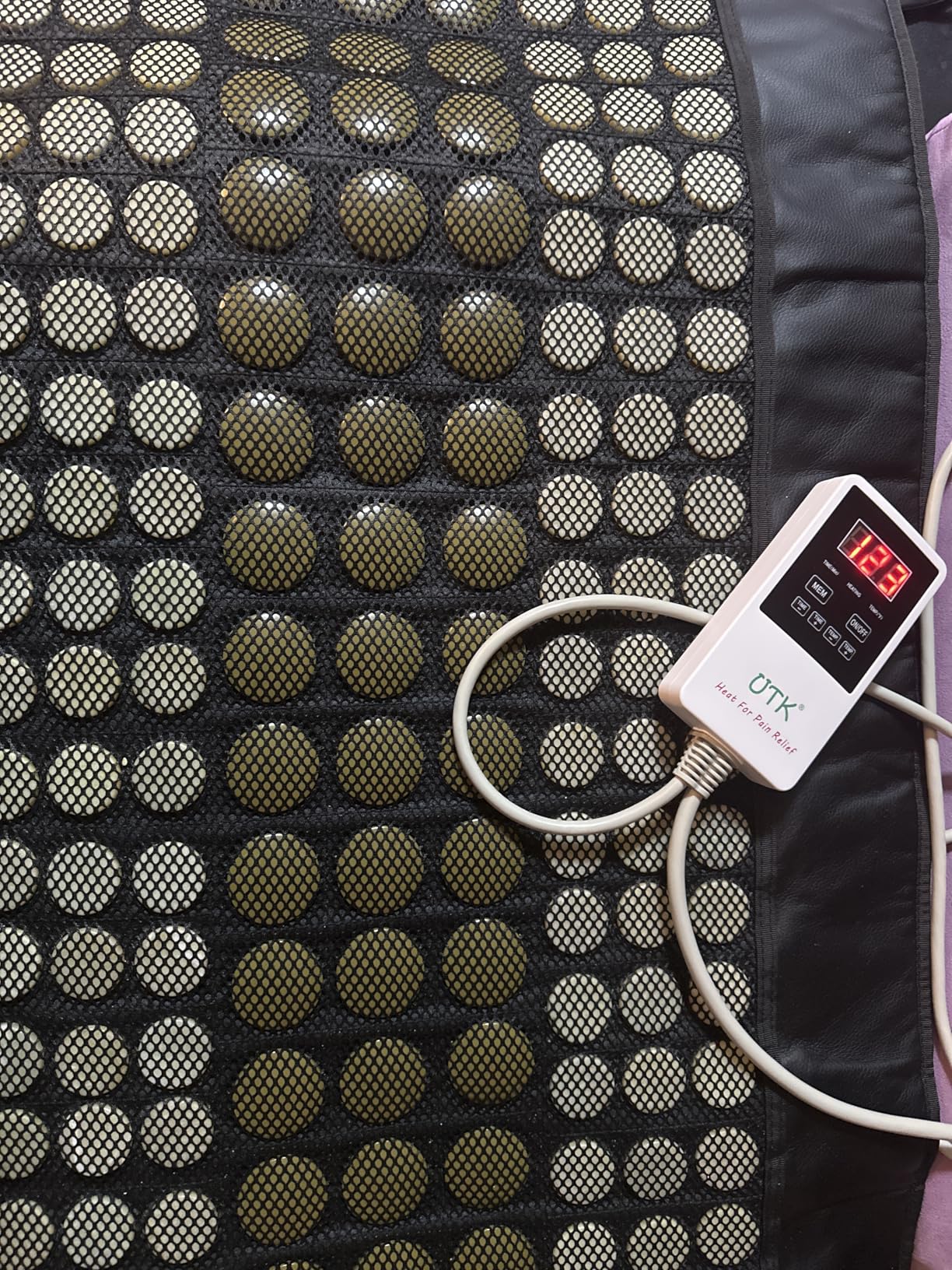 UTK Far Infrared Heating Pad for Back, 5X Deeper Pain Relief for Full Back, Thigh, Hip, Muscle, Hotter to 159℉, Weighted Electric Mat with Jade Tourmaline Stones, 22