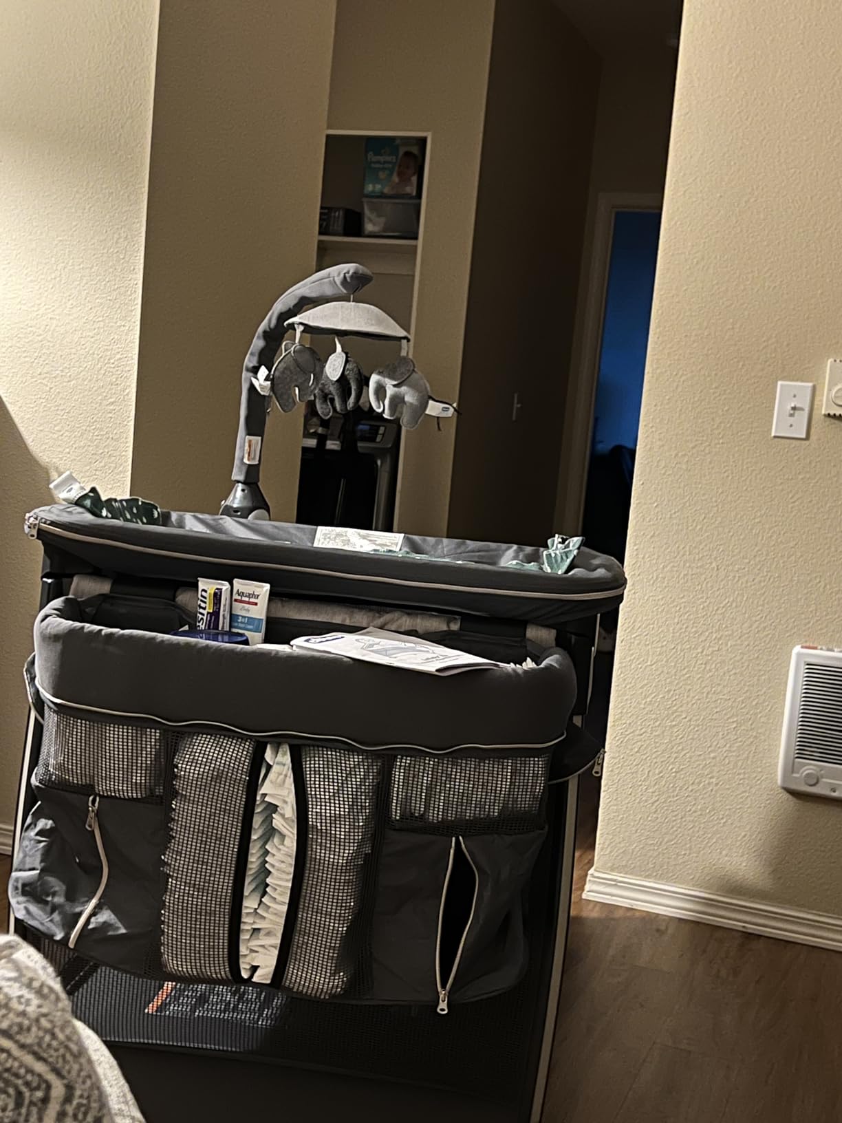Chicco Lullaby Zip All-in-One Portable Playard, Infant Bassinet and Changer, Electronic Toy Bar, Toddler Playard, Travel Friendly | Driftwood/Grey customer photo 2