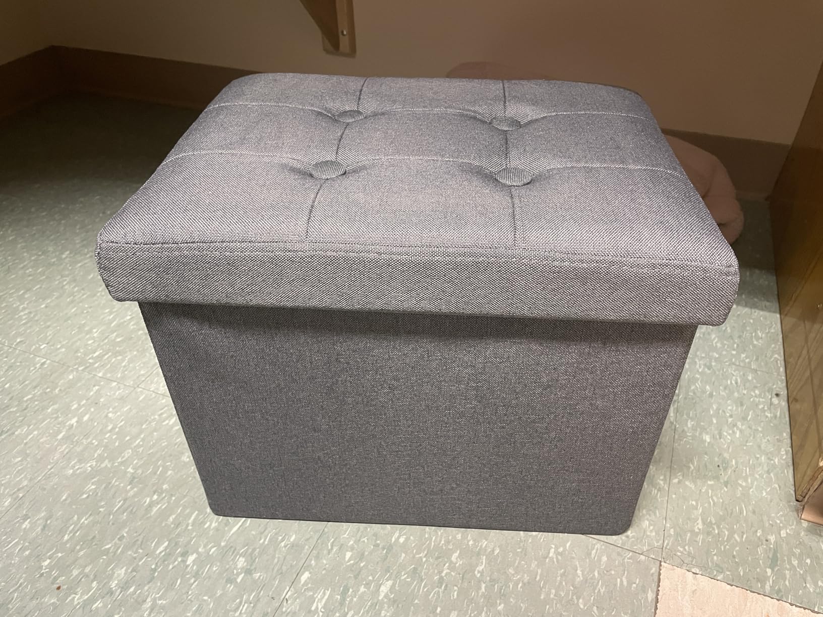 ALASDO Storage Ottoman Footrest Stool Small Ottoman with Storage Foldable Ottomans Foot Rest Footstool Bench for Living Room 17x13x13inches Grey customer photo 1