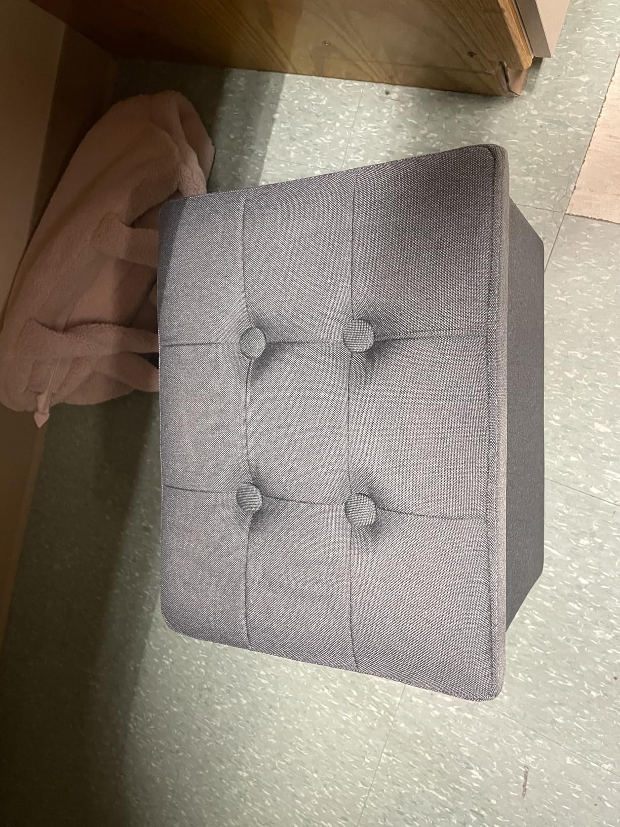 ALASDO Storage Ottoman Footrest Stool Small Ottoman with Storage Foldable Ottomans Foot Rest Footstool Bench for Living Room 17x13x13inches Grey customer photo 2