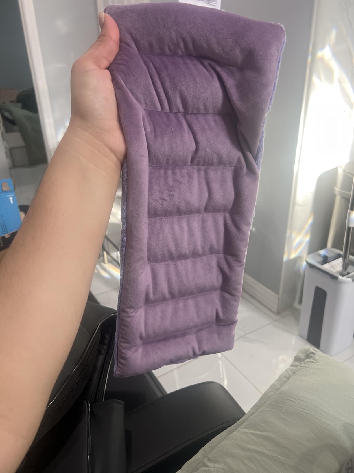 SuzziPad Microwave Heating Pad for Neck Shoulder Back, 7x16 Microwavable Moist Heat Pack, Warm Compress Hot Pack, Flaxseed Bean Bag Heated Pad for Mother's Day, Hot & Cold Therapy, 1.74lb, Purple customer photo 2