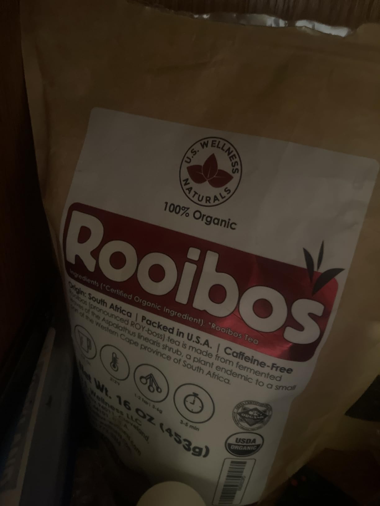 Rooibos Tea 1LB (16Oz) 100% CERTIFIED Organic (USDA seal) | Red Rooibos Loose Leaf Tea | South African Red Bush Herbal Tea| (200+ CUPS) | Non-GMO | Keto Friendly customer photo 1