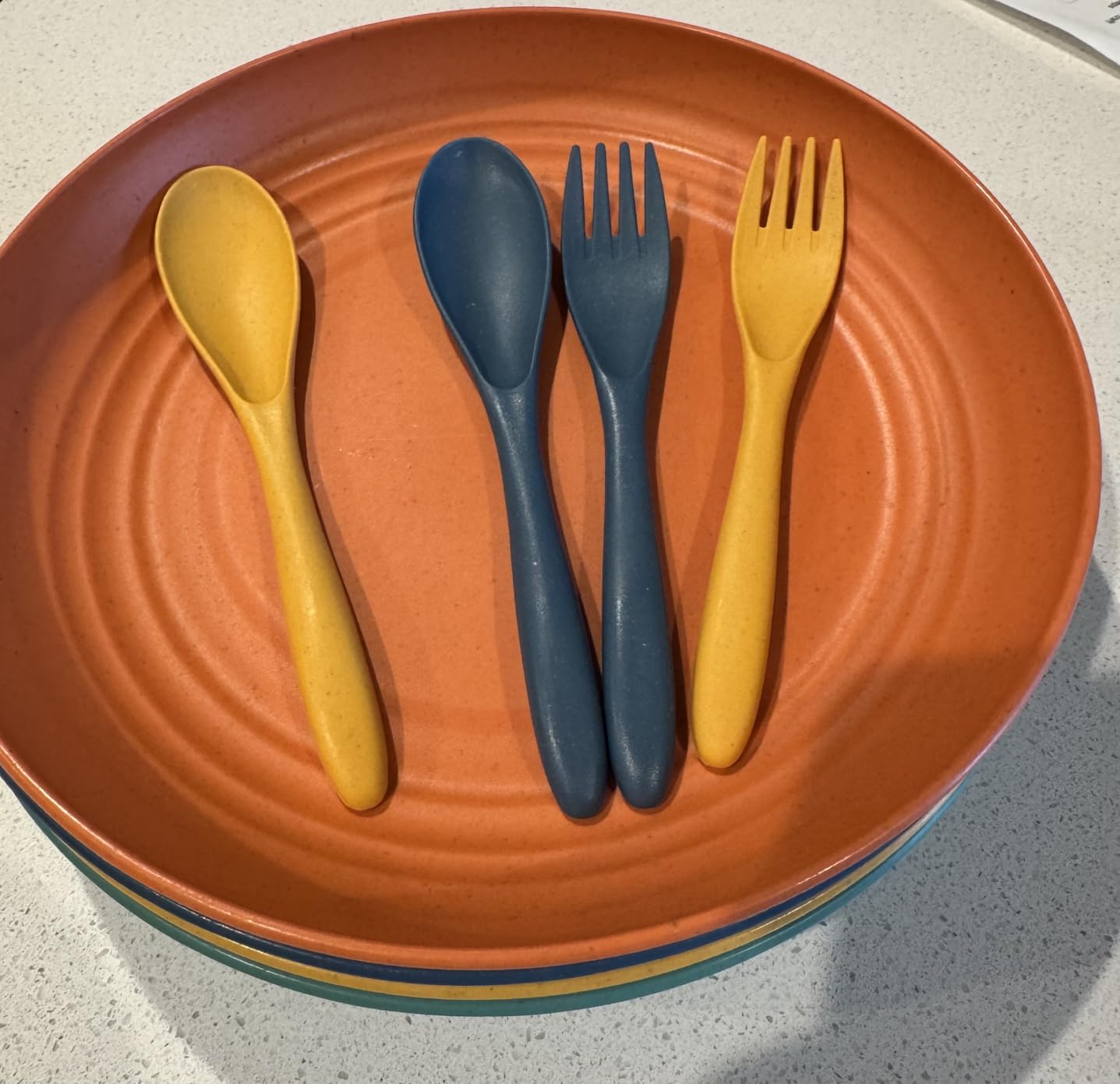 Homienly Wheat Straw Dinnerware Sets 20 PCS Cups and Plates Sets for Kitchen Microwave and Dishwasher Safe Plate Set Unbreakable Camping Dish Set Kids Plates and Bowls Sets for Picnic, RV (Multilight) customer photo 2