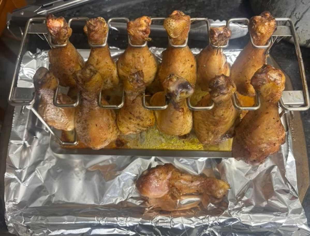 RTT Chicken Leg Rack for Grill with Drip Tray - Easy to Use 12 Slots Chicken Wing Rack - Premium Stainless Steel Chicken Drumstick Rack for Smoker - Chicken Drumstick Holder for Grill Accessories customer photo 1
