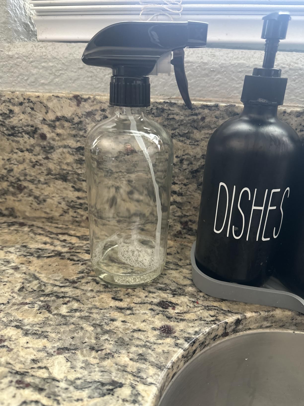Glass Spray Bottles, 16oz Clear Glass Spray Bottles with Labels & Adjustable Nozzle, Reusable Containers for Cleaning Solutions, BBQ, Food, Plants, Alcohol, Essential Oils(2 Pack) customer photo 1