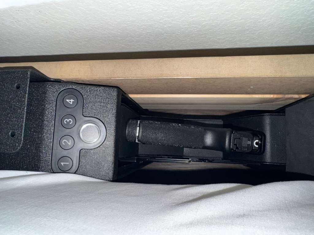 Biometric Slider Handgun Gun Safe for Nightstand, Desk, Bed Side, Truck - Auto Sliding Door Hand Gun Safe for Pistol customer photo 1