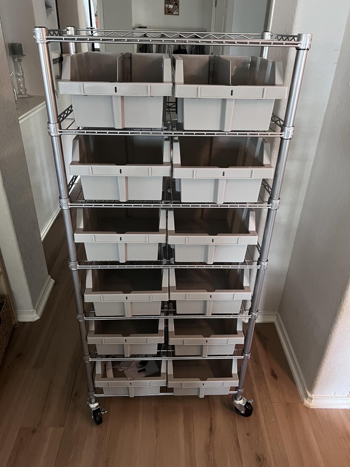 Seville Classics Heavy Duty NSF Bin Rack Solid Steel Wire Shelving Storage Unit, Patented Organizer, Gray, Includes 16 Bins customer photo 2