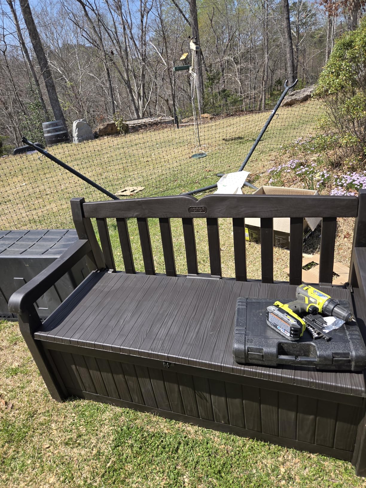 Keter Solana 70 Gallon Storage Bench Deck Box for Patio Furniture, Front Porch Decor and Outdoor Seating - Graphite customer photo 1