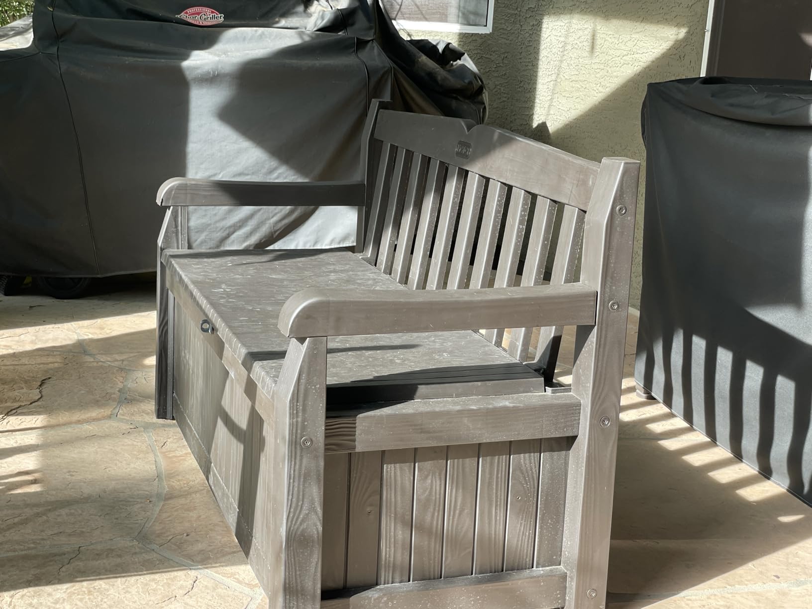 Keter Solana 70 Gallon Storage Bench Deck Box for Patio Furniture, Front Porch Decor and Outdoor Seating - Graphite customer photo 2