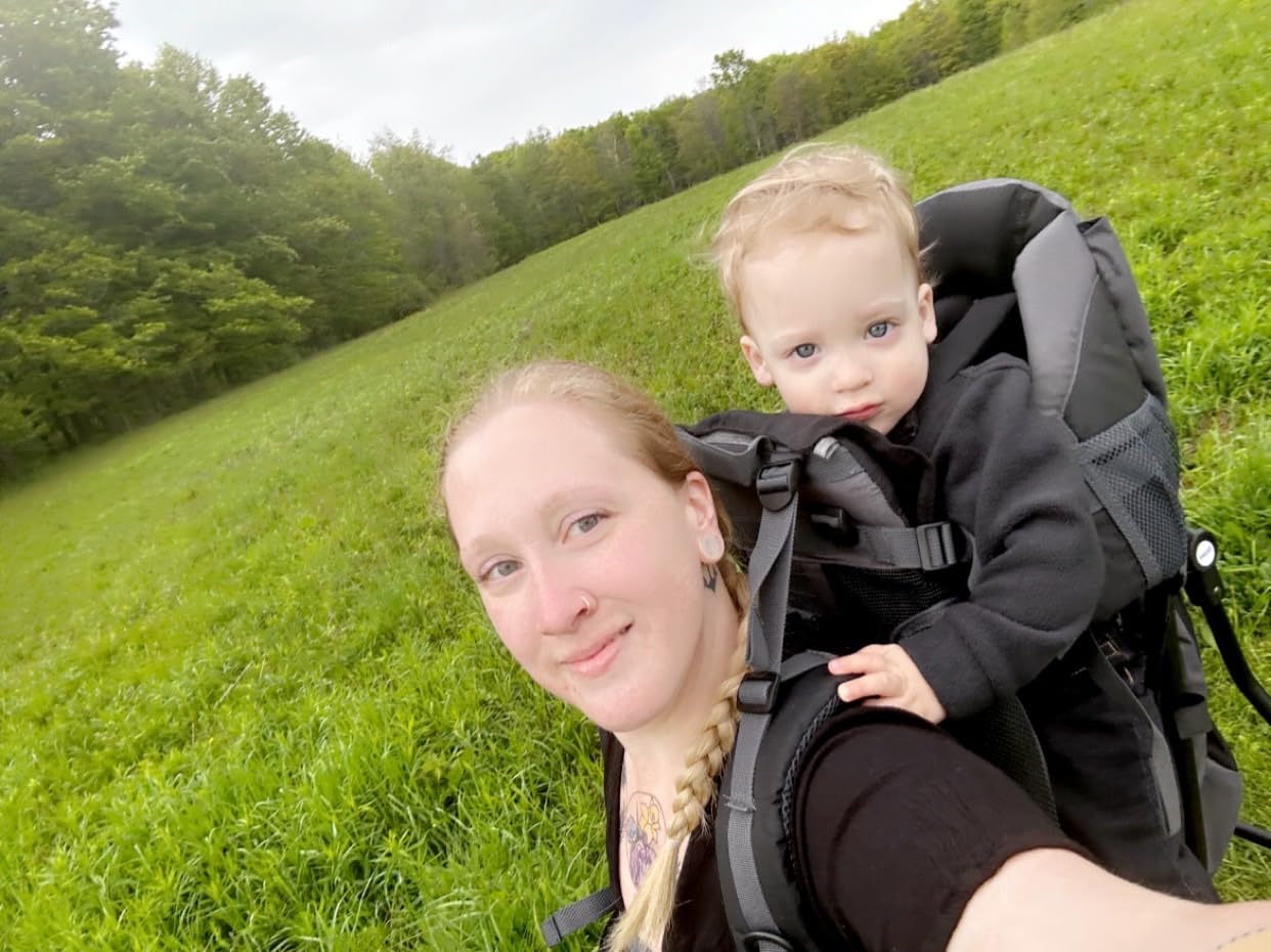 ClevrPlus Canyonero Camping Baby Backpack Hiking Kid Toddler Child Carrier with Stand and Sun Shade Visor, Army Green customer photo 1