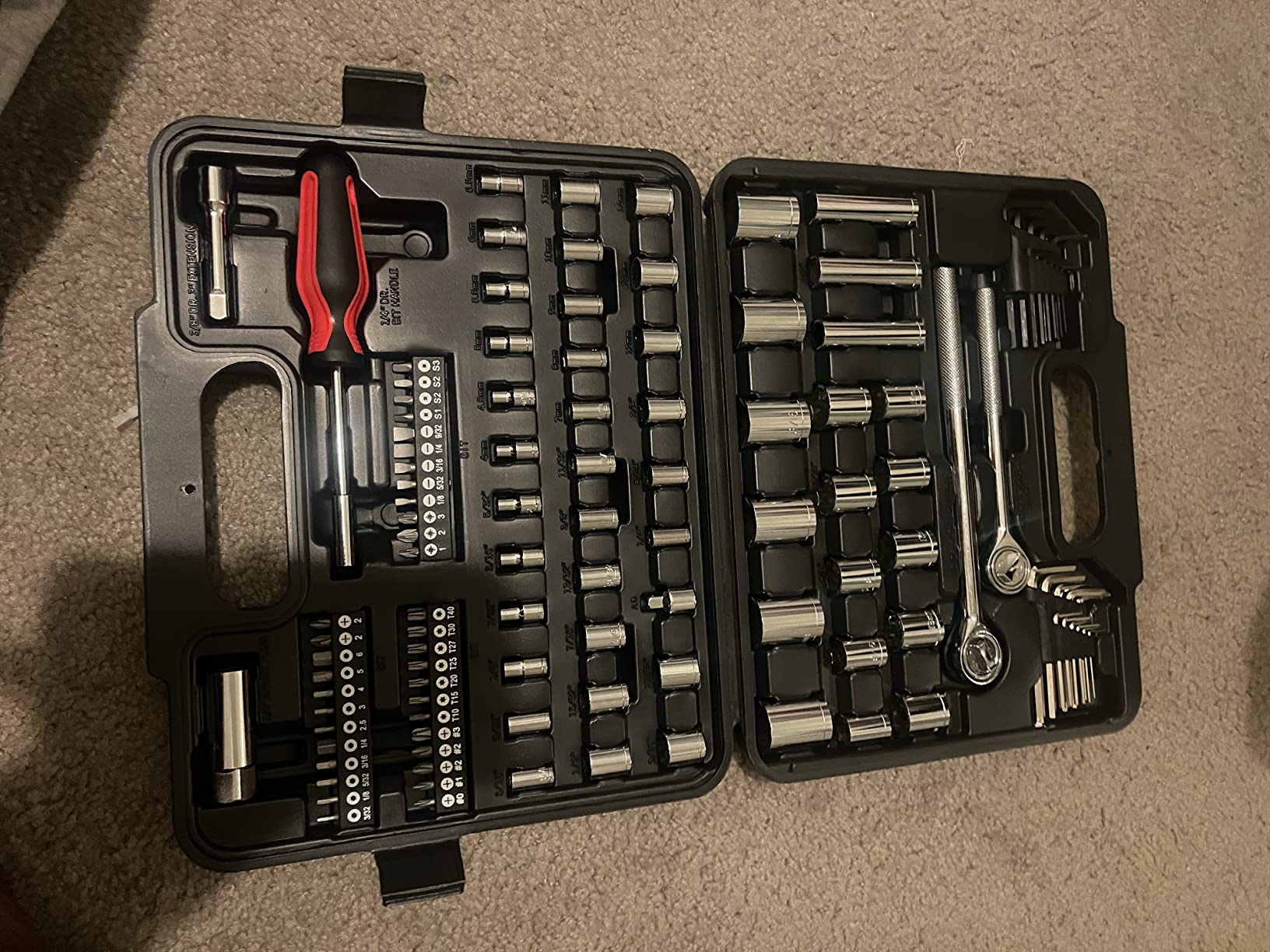 121 Piece Mechanic Tool Set, 1/4 & 3/8 Inch Drive Metric & Standard Socket Wrench Kit customer photo 1