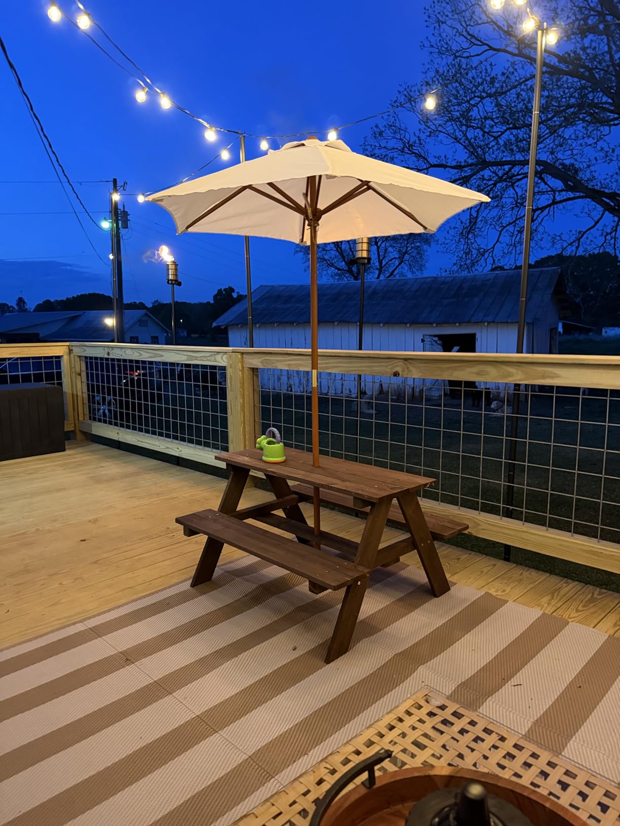 HONEY JOY Kids Picnic Table, Outdoor Wooden Bench Set w/Removable Umbrella, Children Backyard Furniture for Patio Garden, Toddler Picnic Table for Outdoors, Gift for Boys Girls, Walnut customer photo 1