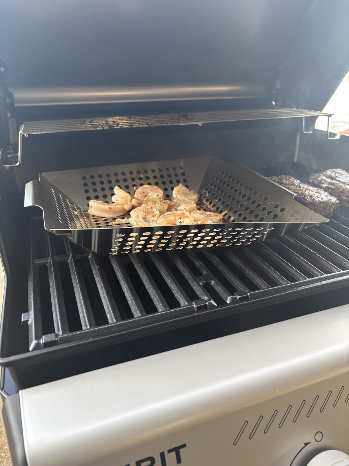 Stainless Steel Grill Basket, Large 12 Inches BBQ Accessories for Vegetable, Shrimps, Kabobs by DIMESHY customer photo 2