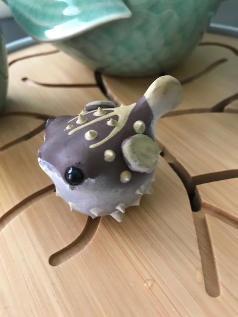 Yixing Purple Clay Tea Pet Puffer Fish Car Ornament Pure Handmade Statue for Tea Lover Home Office Fishbowl Decor customer photo 2