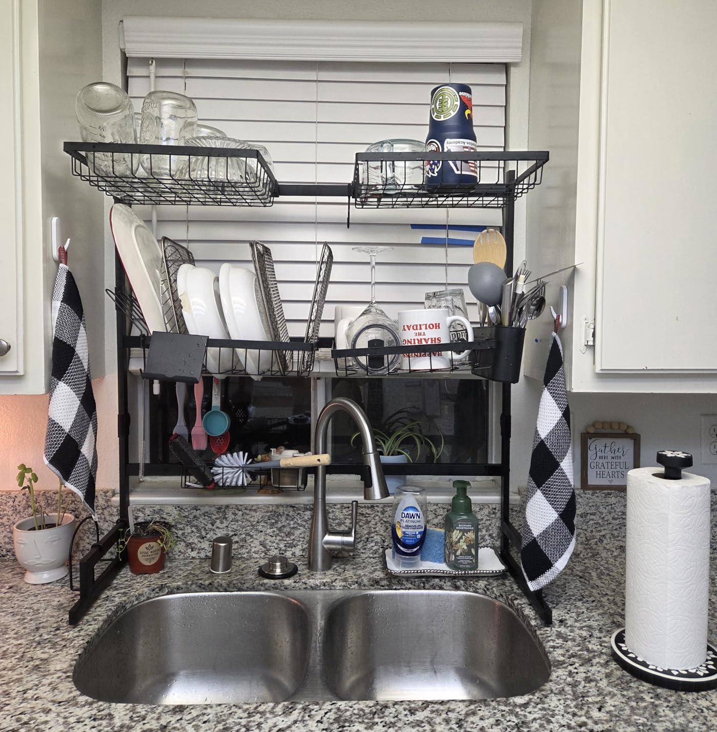 ADBIU Over The Sink Dish Drying Rack (Expandable Height and Length) Snap-On Design 2 Tier Large Dish Rack 31-39.4L x 12W x 34-38H inches customer photo 1