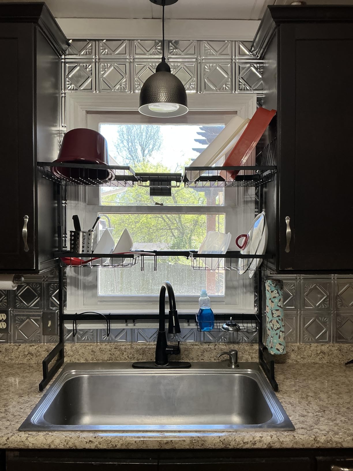 ADBIU Over The Sink Dish Drying Rack (Expandable Height and Length) Snap-On Design 2 Tier Large Dish Rack 31-39.4L x 12W x 34-38H inches customer photo 2