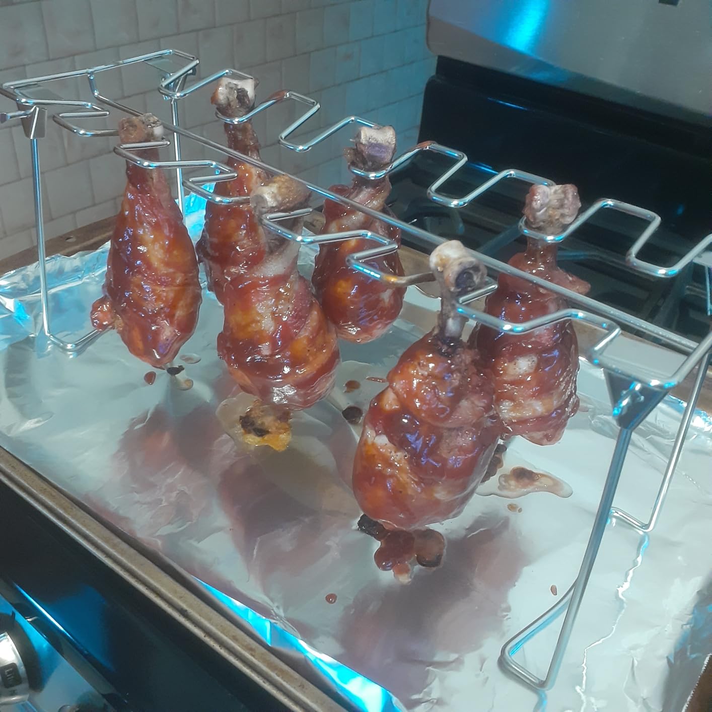 Chicken Leg And Wing Rack For Grill Smoker Oven - Easy To Use 14 Slots Chicken Leg Rack - High Grade Stainless Steel Chicken Wing Rack Chicken Drumstick Holder For Perfect Cook customer photo 2