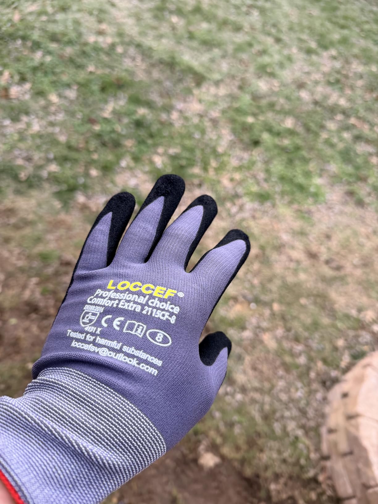 LOCCEF Work Gloves MicroFoam Nitrile Coated-6 Pairs, Seamless Knit Nylon Gloves, Gray Work gloves customer photo 1