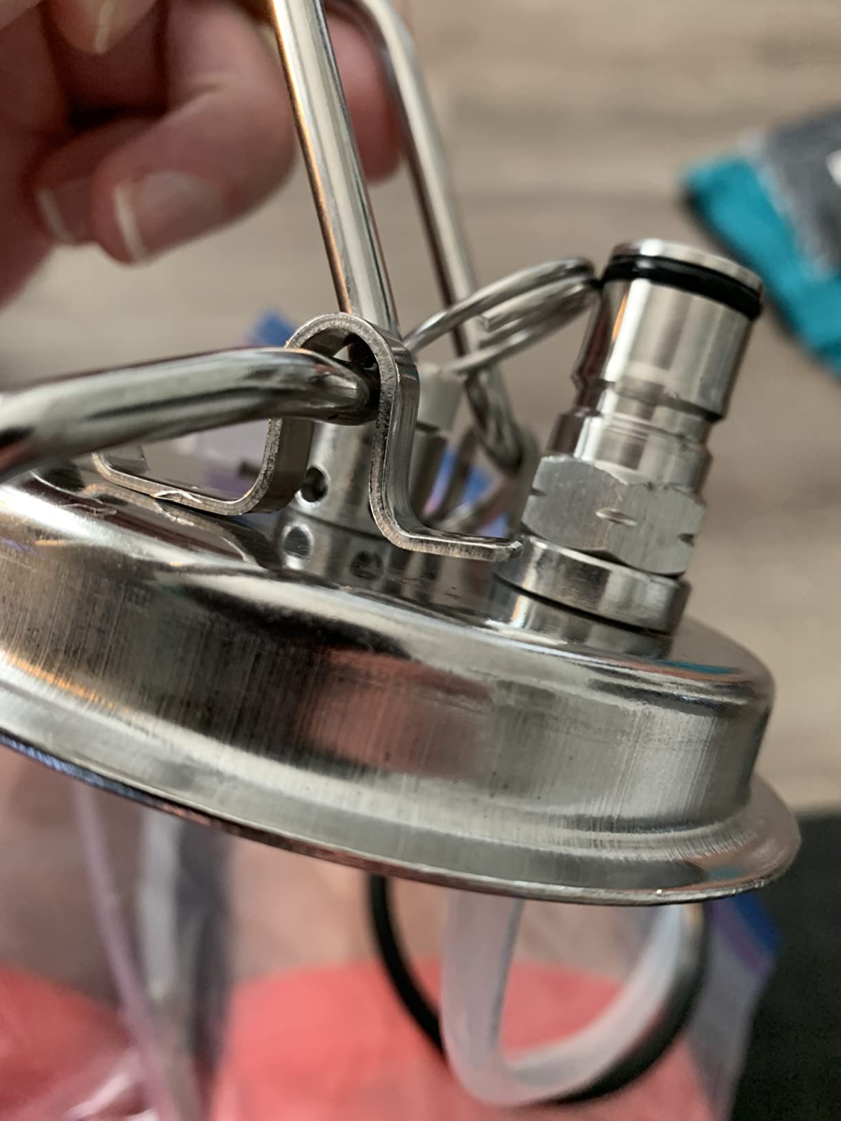 Corny Carbonation Keg Lid, Cornelius Soda Keg Lids for Quick Forced Carbonation, Ball Lock Keg Lid with Diffusion Stone, Pressure Relief Valve, Clamp and Tube for Homebrew Beer and Beverage customer photo 1