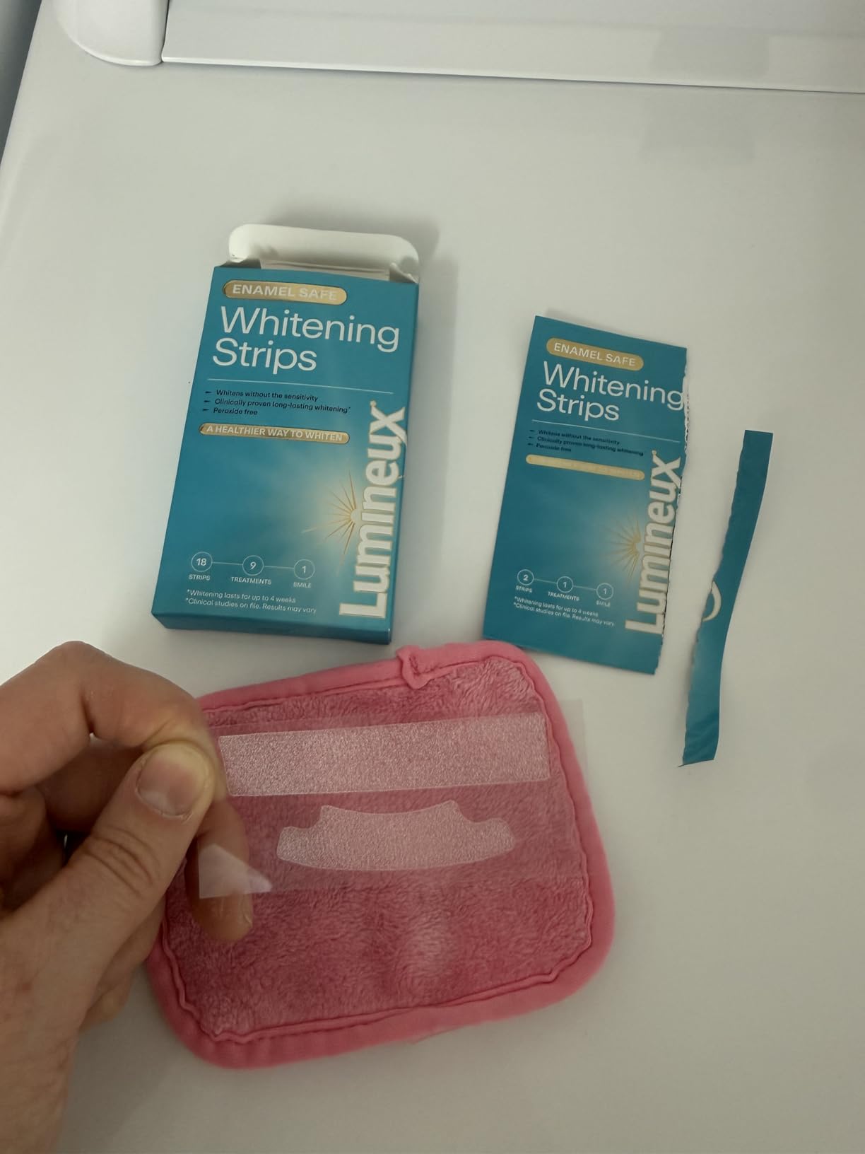 Lumineux Teeth Whitening Strips Kit - 9 Treatments (1 Month) - Peroxide Free - Enamel Safe for Whiter Teeth - Whitening Without The Sensitivity - Dentist Formulated - Sensitivity Free customer photo 2