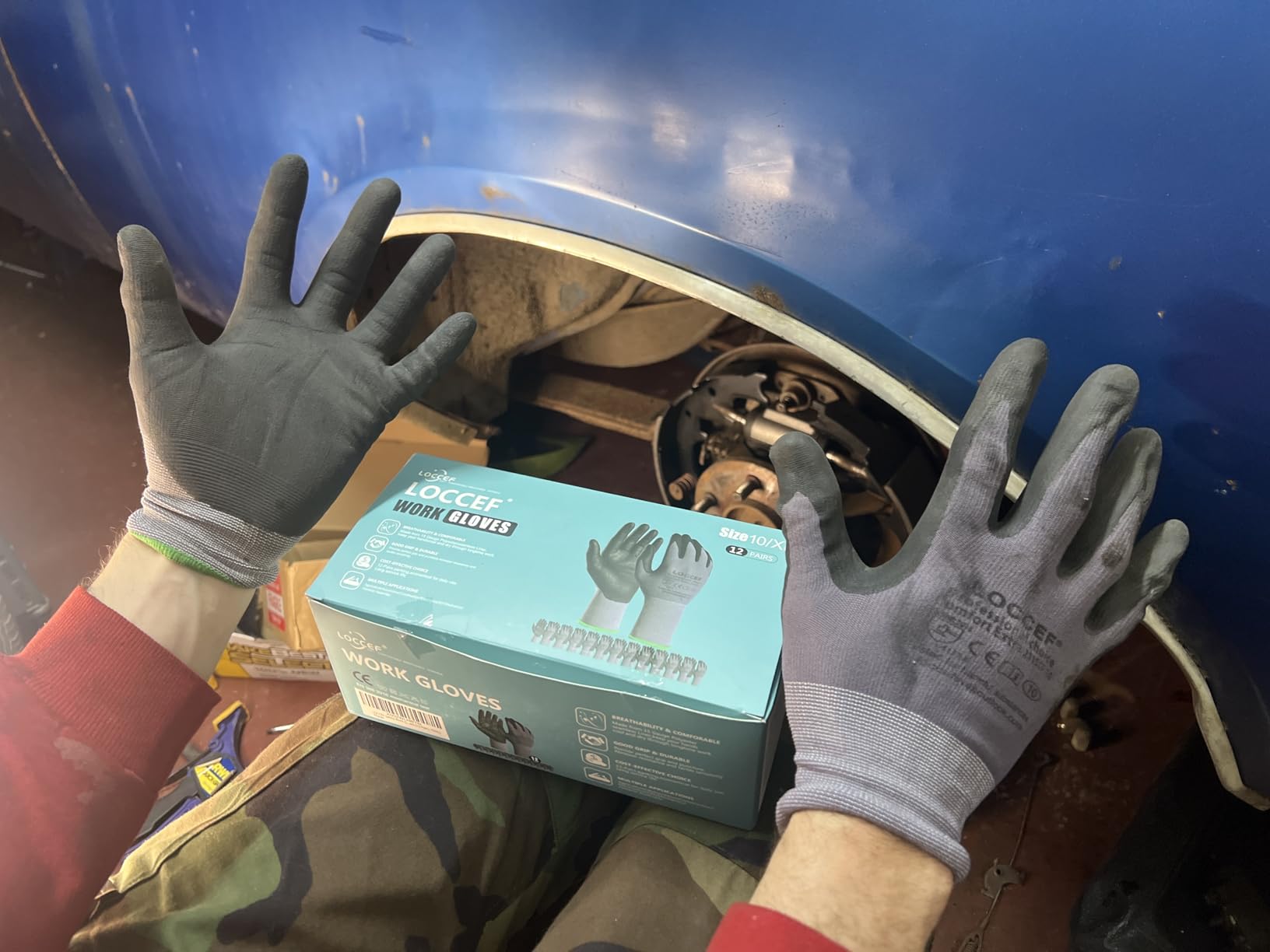 LOCCEF Safety Work Gloves MicroFoam Nitrile Coated-12 Pairs, Seamless Knit Nylon Gloves, Home Improvement, Micro-Foam Gloves customer photo 2