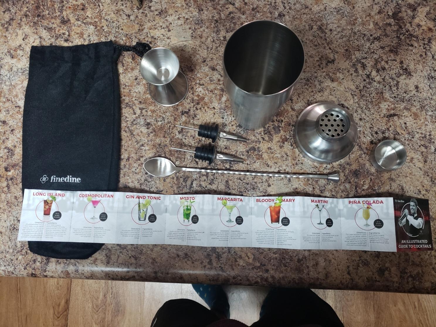 FineDine 10-Piece Cocktail Shaker Set with Travel Bag - Stainless Steel Shaker Set Bartender Kit customer photo 2
