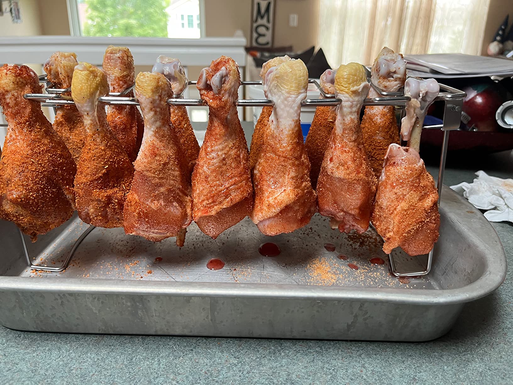Triceratops Chicken Leg and Wing Rack, 14 Slots BBQ Chicken Drumsticks Holder Stainless Steel Roaster Stand for Smoker Grill, Oven, Charcoal Grill customer photo 1