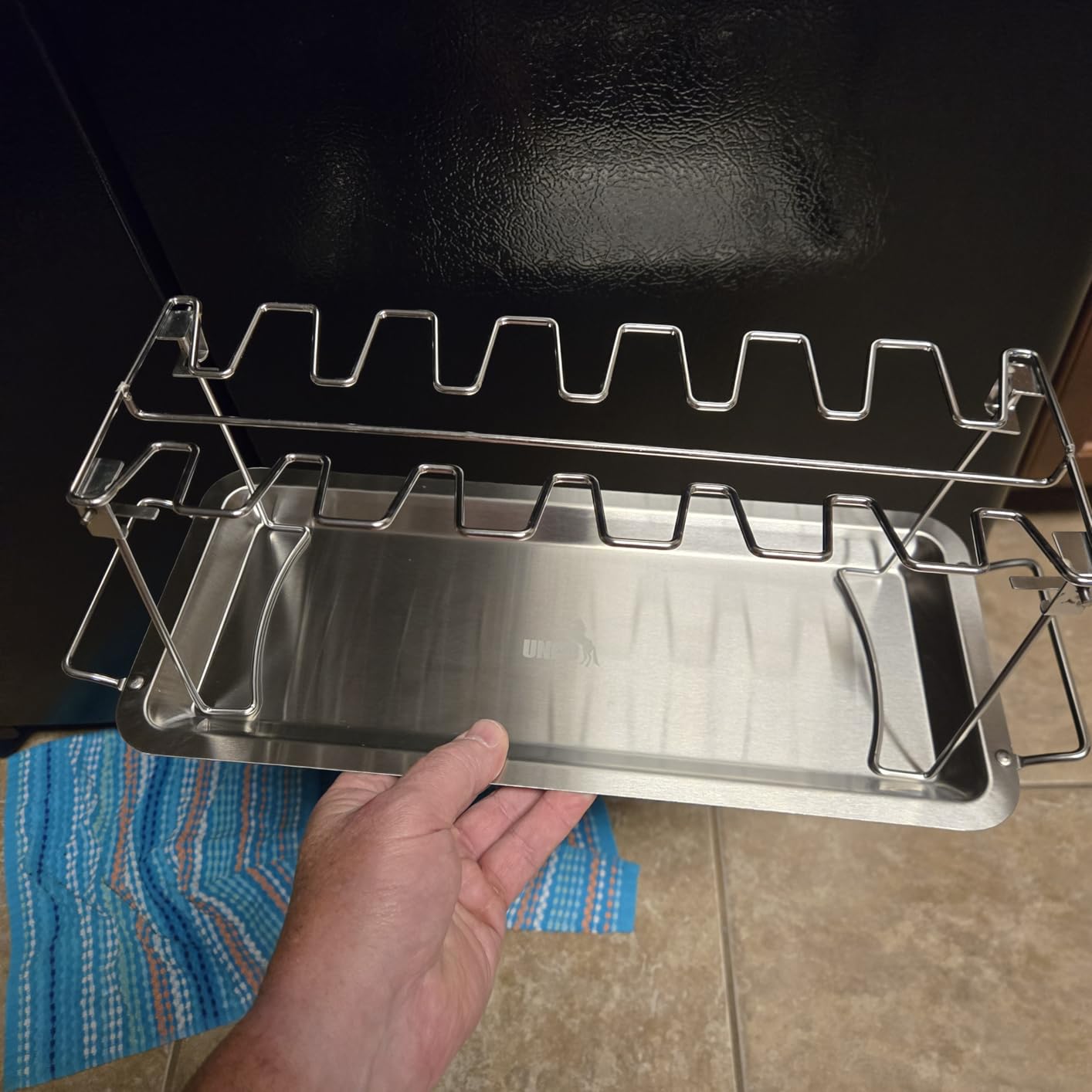 UNCO- Chicken Leg Rack for Grill with Drip Pan, 14 Slots Stainless Steel, Chicken Wing Rack for Smoker, Chicken Drumstick Rack, Chicken Stand for Smoker, Chicken Drumstick Holder, Grill Rack customer photo 1