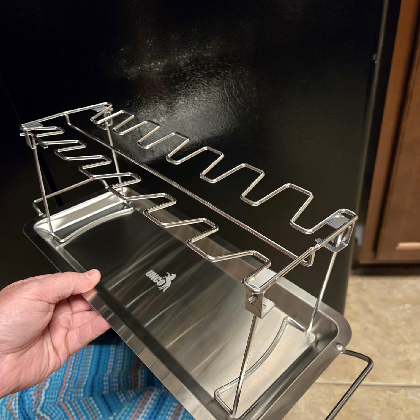 UNCO- Chicken Leg Rack for Grill with Drip Pan, 14 Slots Stainless Steel, Chicken Wing Rack for Smoker, Chicken Drumstick Rack, Chicken Stand for Smoker, Chicken Drumstick Holder, Grill Rack customer photo 2