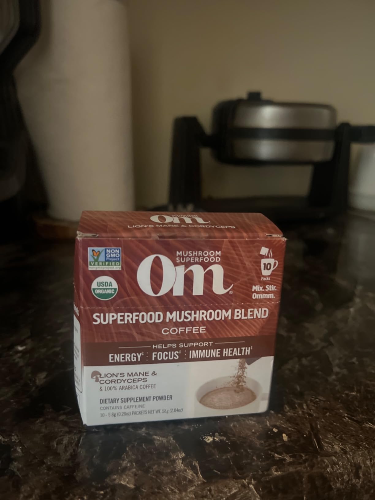 OM MUSHROOM SUPERFOOD Instant Coffee - Organic Arabica with Lion's Mane, Cordyceps, Reishi, Turkey Tail & Ginkgo for Energy, Focus & Clarity - 6.24 oz Canister, 30 Servings customer photo 2