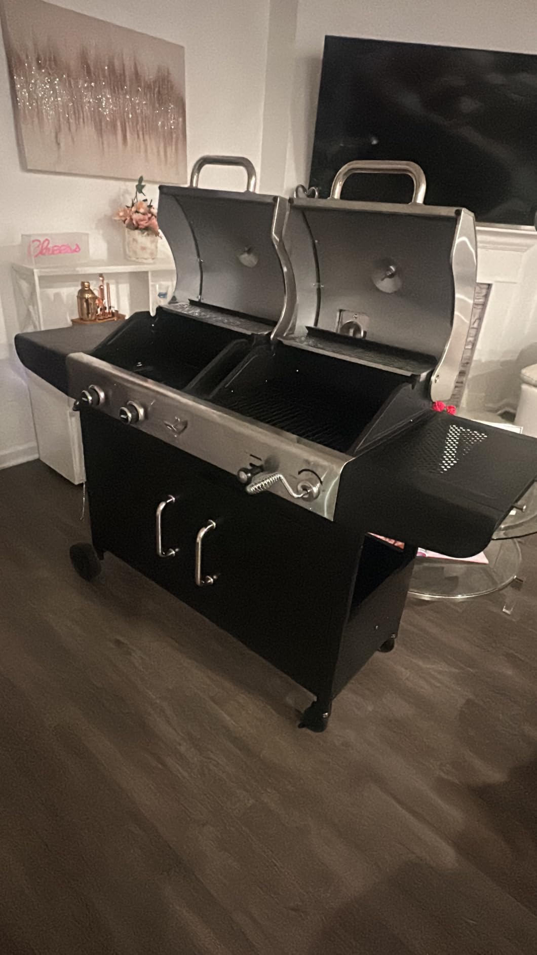 Royal Gourmet ZH3002N Propane Gas and Charcoal Grill Combo, Dual Fuel BBQ Grill with 2 Side Shelves for Outdoor Patio Garden Backyard Barbecue, 20,000 BTUs, Silver & Black customer photo 2