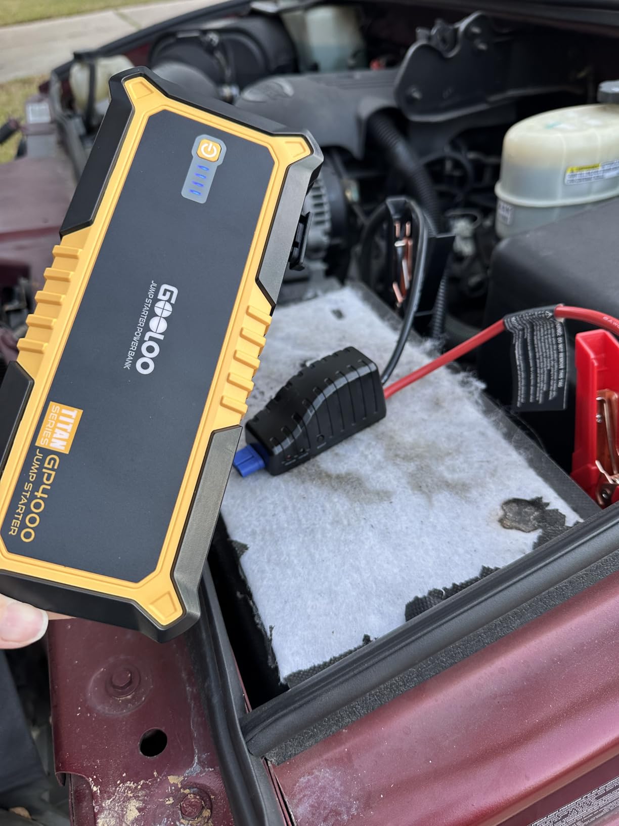 GOOLOO GP4000 Jump Starter 4000A Peak Car Starter (All Gas, up to 10.0L Diesel Engine) SuperSafe 12V Lithium Jump Box, Auto Battery Booster Pack, Portable Power Pack with USB Quick Charge and Type C Port customer photo 1
